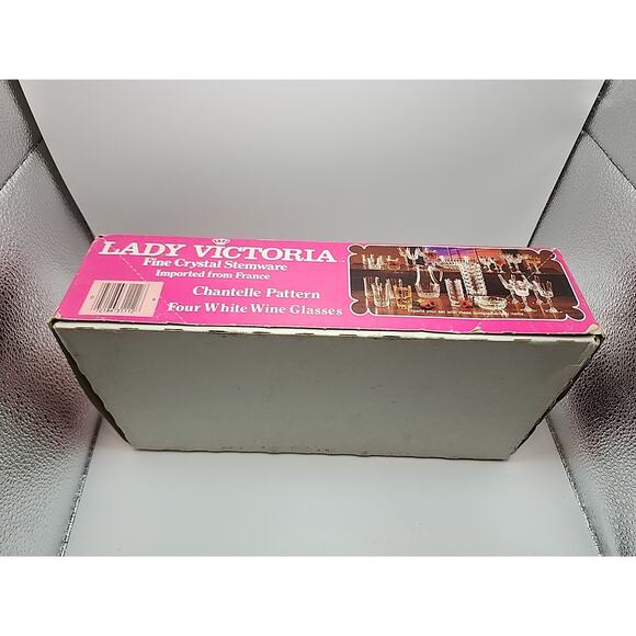 Vtg Set of 4 Lady Victoria Chantelle Crystal Stemware Wine Glasses France 6 oz - Picture 7 of 12